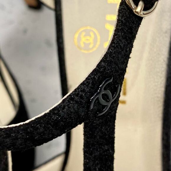 Chanel Interlocking CC Logo T-Strap Sandals 36.5 Black 2013 Lagerfeld With Box - Picture 9 of 16